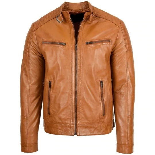 Brown Wax Real Leather Jacket Men The Leather Fit