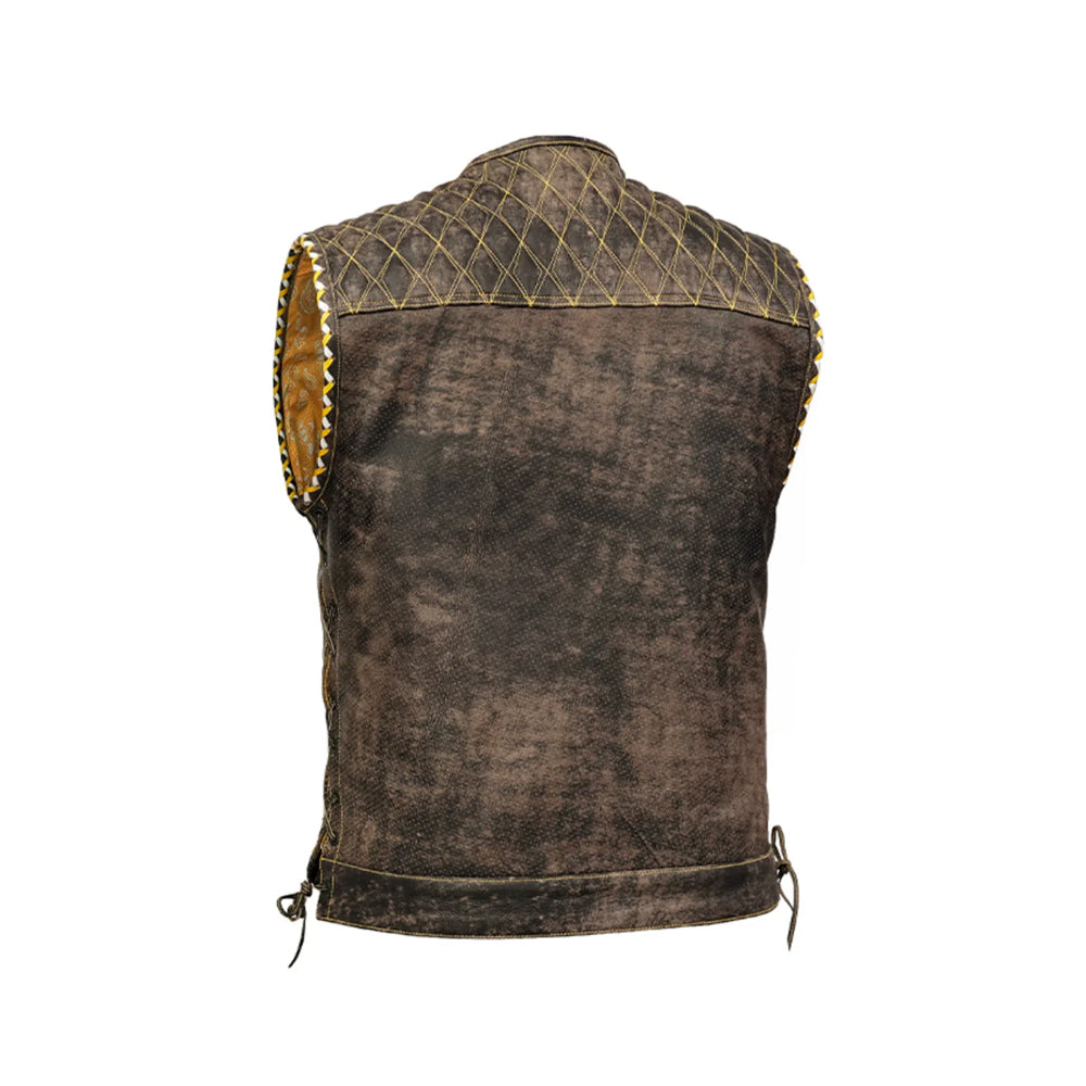 Lowcut Men's motorcycle Leather Vest The Leather Fit