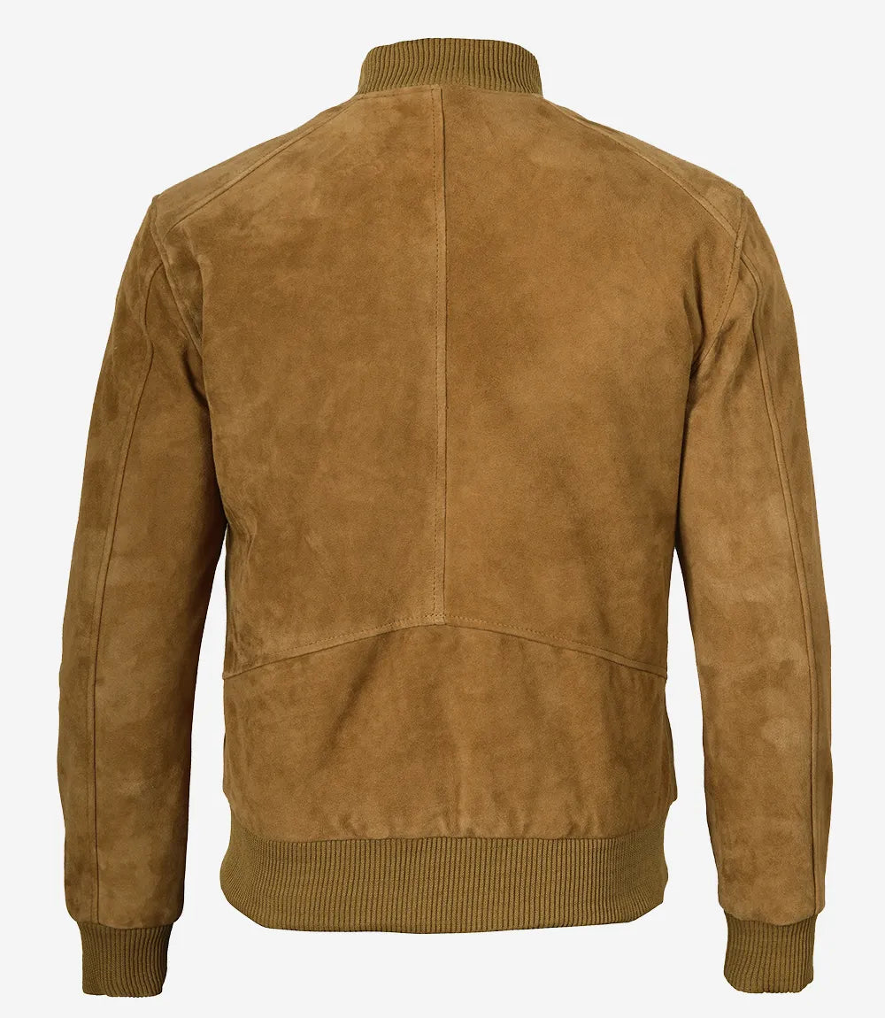 Men's Bomber Light Brown Suede Jacket The Leather Fit