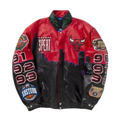 3 Peat Chicago Bulls Leather Jacket - Hand Made Customized Jacket - The Leather Fit