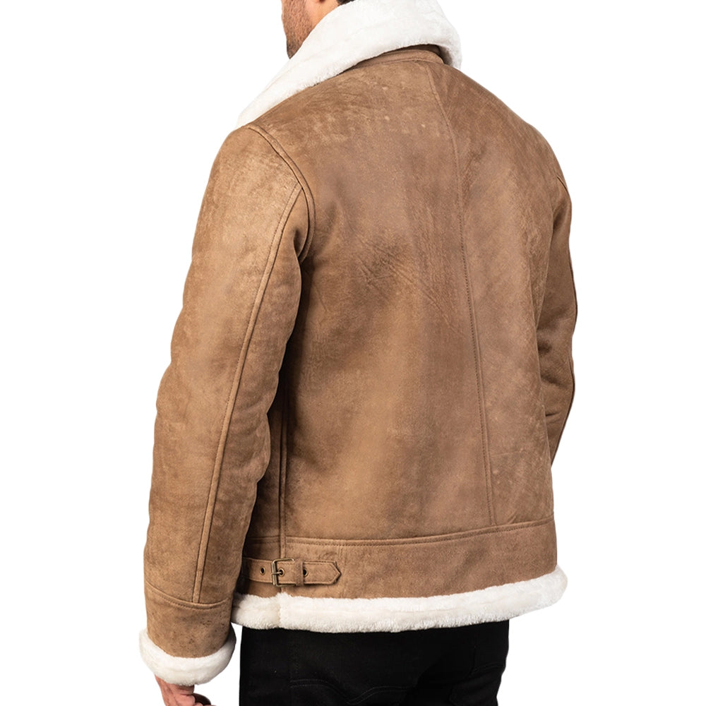 Men’s Fur Collar Distressed Brown Leather Bomber Jacket The Leather Fit