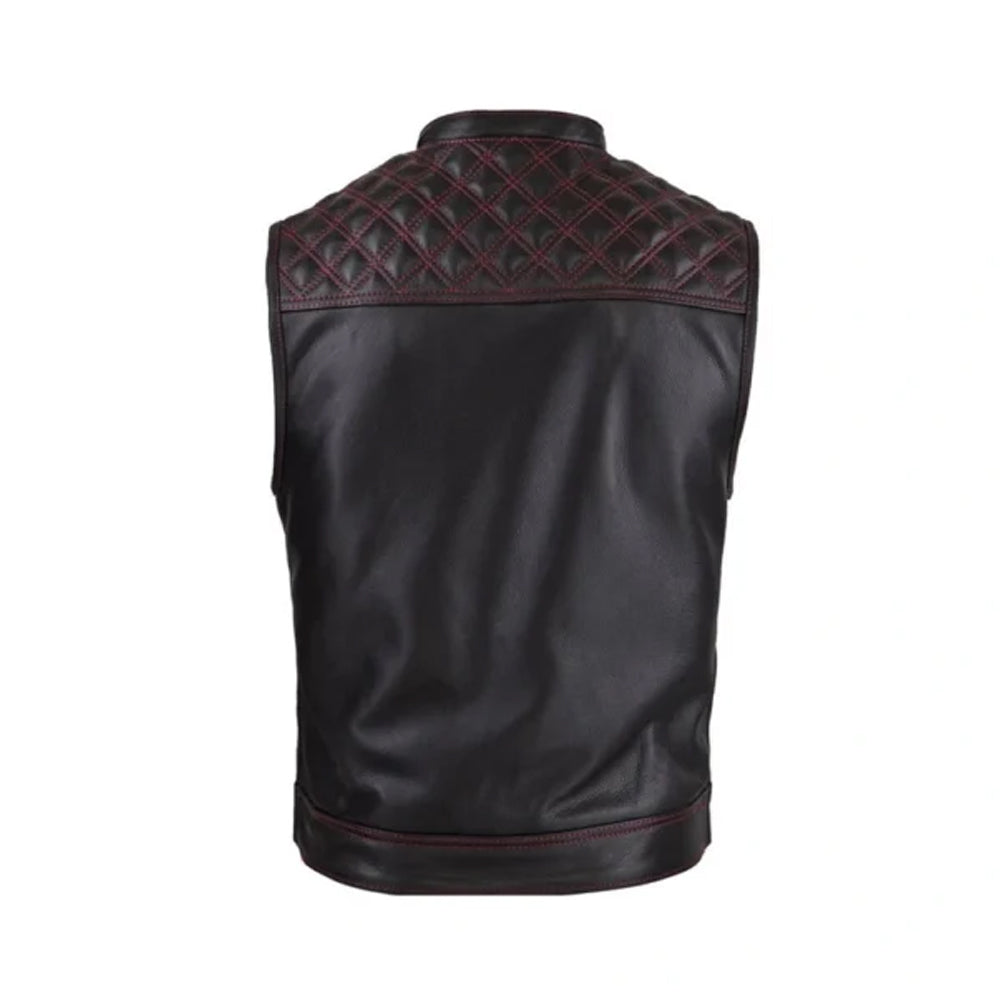 Men’s Quilted Leather Biker Vest The Leather Fit