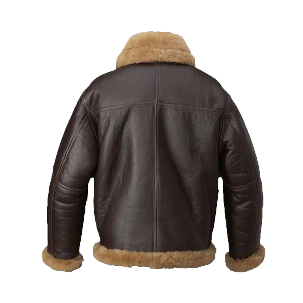 Aqua B-3 Shearling Brown Leather Aviator Jacket The Leather Fit