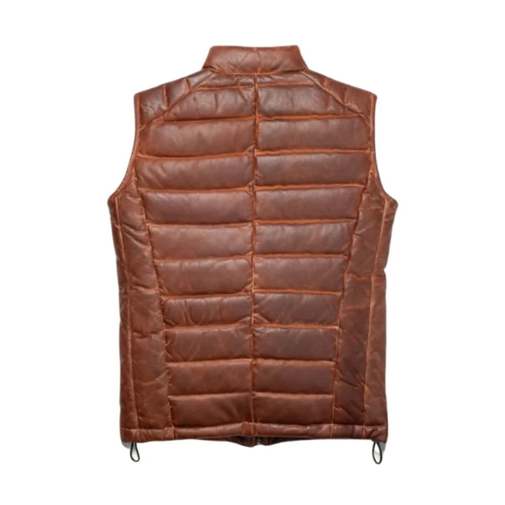 Men’s Lambskin Puffer Quilted Leather Vest The Leather Fit