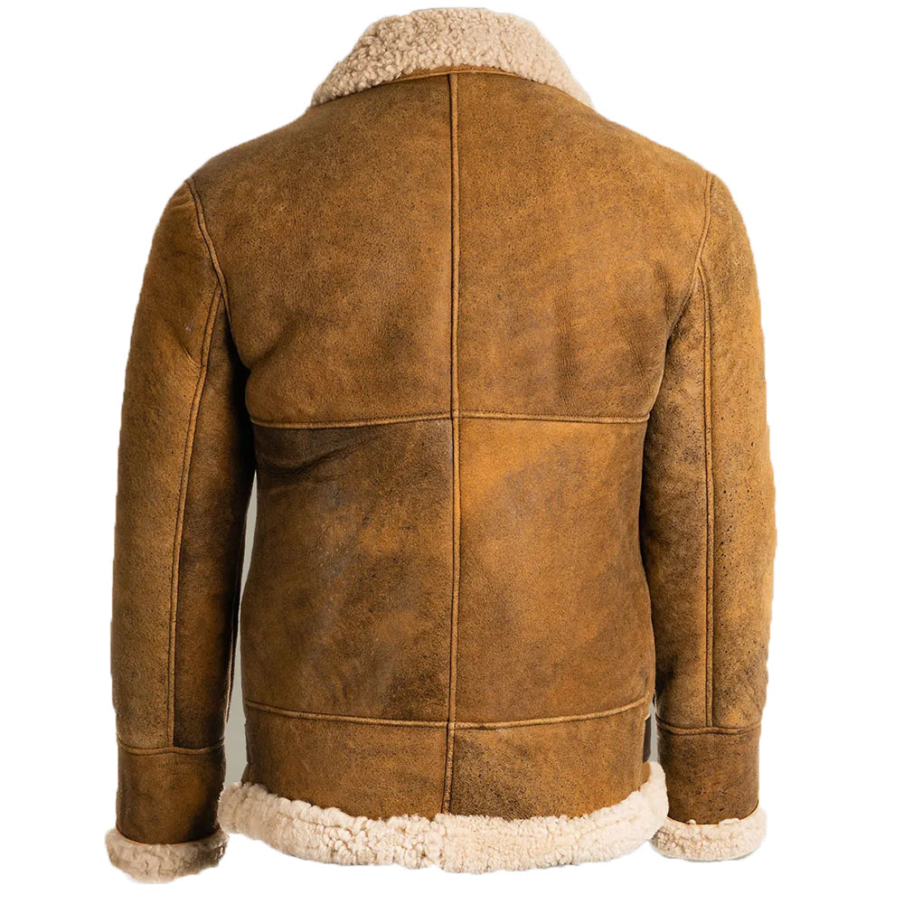Brad Men’s Brown B-3 Bomber Leather Jacket The Leather Fit
