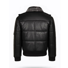 Padded Bomber Leather Puffer Jacket The Leather Fit