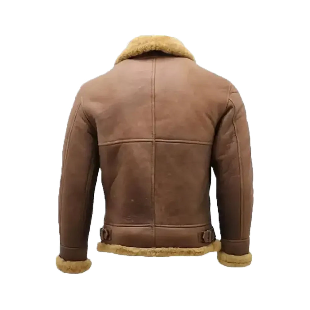 Men's Shearling Brown Leather Fur Jacket The Leather Fit