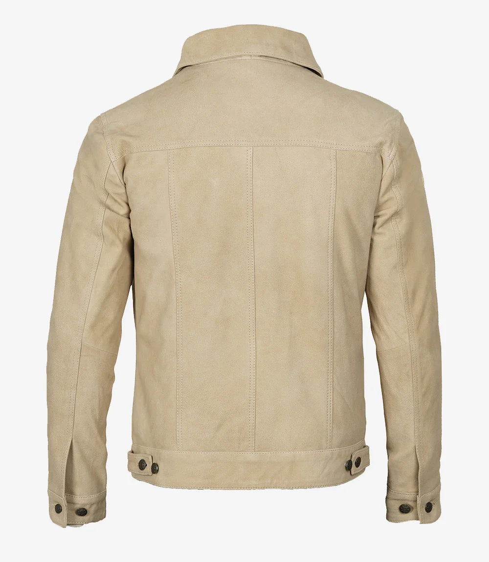 Fernando Men's Camel Suede Trucker Jacket The Leather Fit