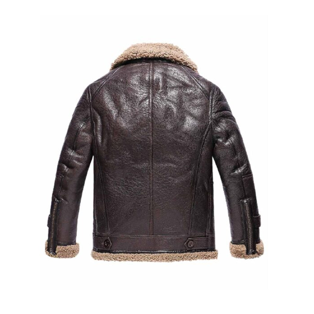 Men’s Shearling Lambskin Bomber Brown Leather Jacket The Leather Fit