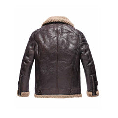 Men’s Shearling Lambskin Bomber Brown Leather Jacket The Leather Fit