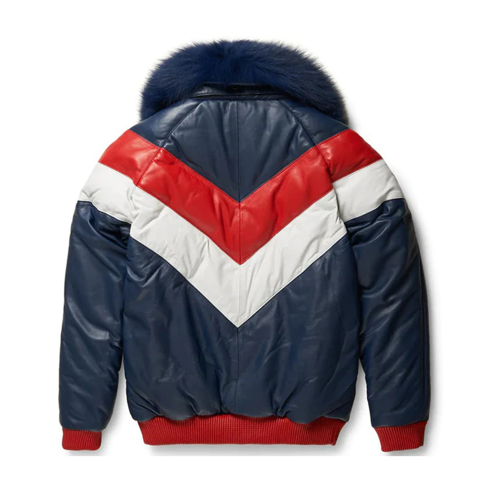 Men's Two-Tone Leather Puffer Jacket The Leather Fit