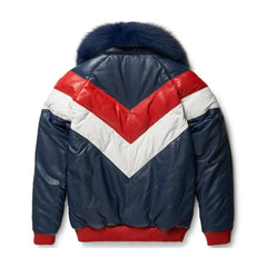 Men's Two-Tone Leather Puffer Jacket The Leather Fit