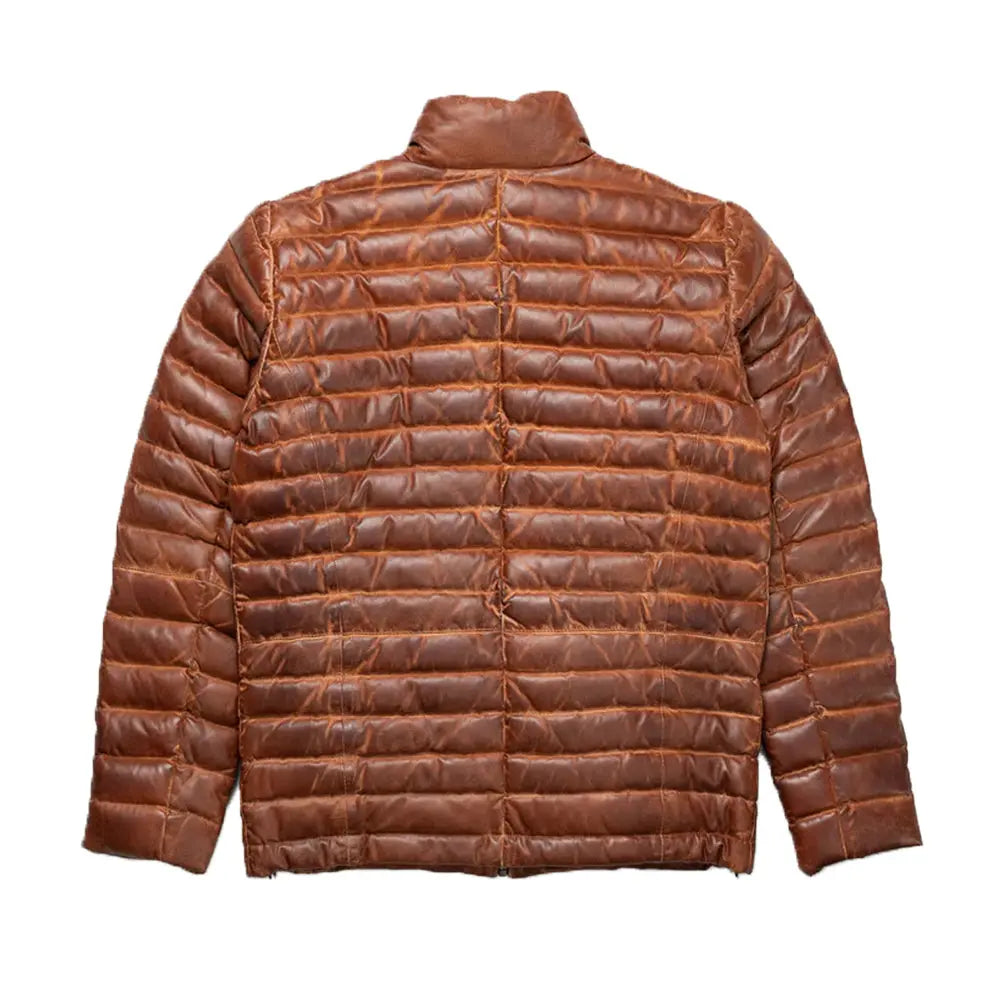 Classic Brown Leather Down Jacket The Leather Fit