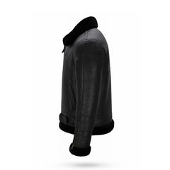 AVIATOR’S Choice Black Sheepskin Shearling Bomber Jacket The Leather Fit