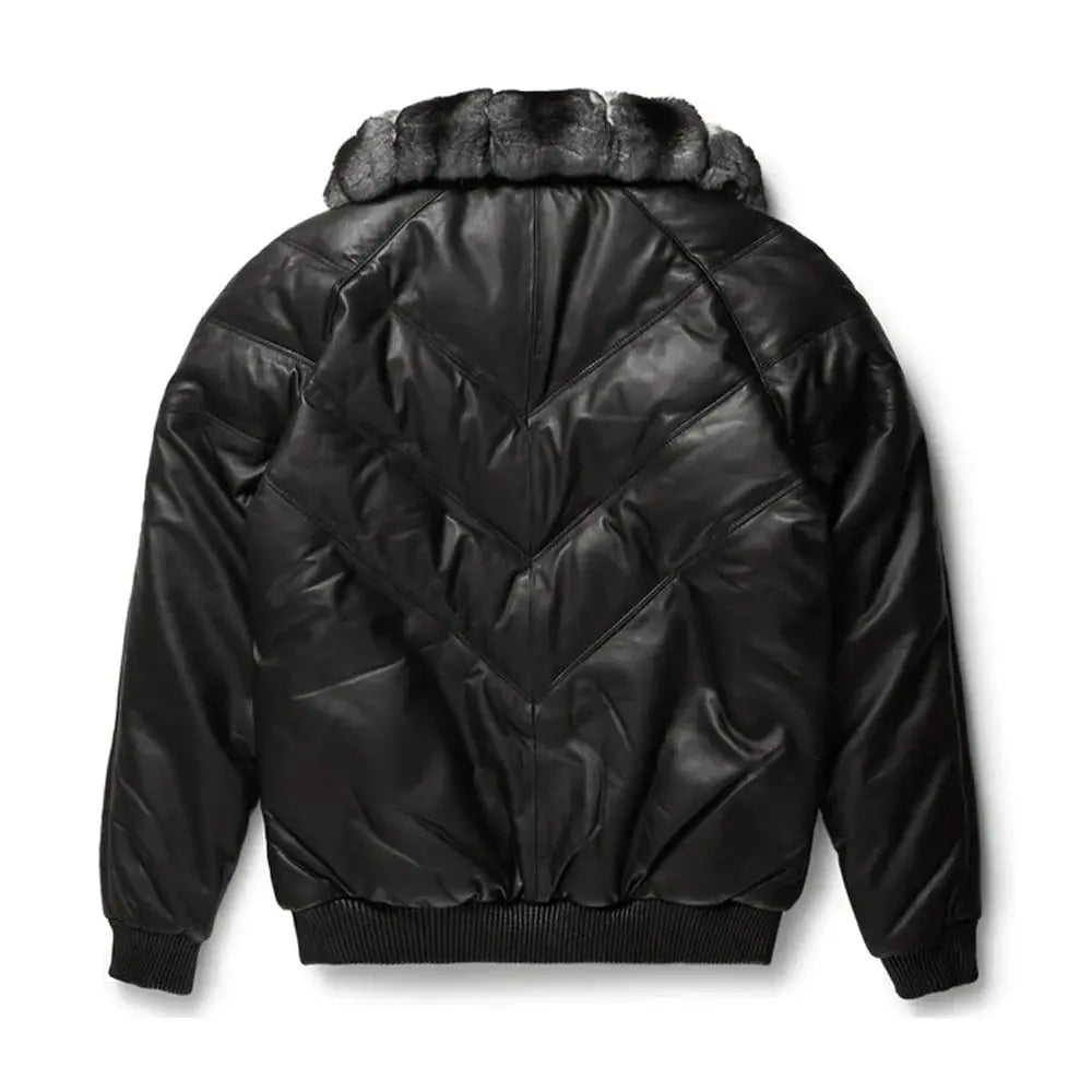 Men's Black Leather Puffer Jacket The Leather Fit