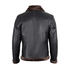 Men's Black Shearling Bomber Leather Jacket The Leather Fit