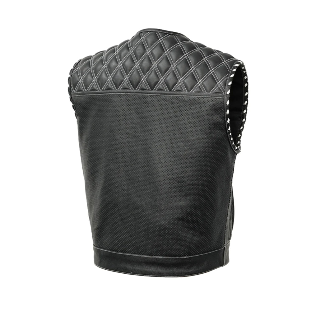 Perforated Lowcut Summer Spark Men's Leather Vest The Leather Fit