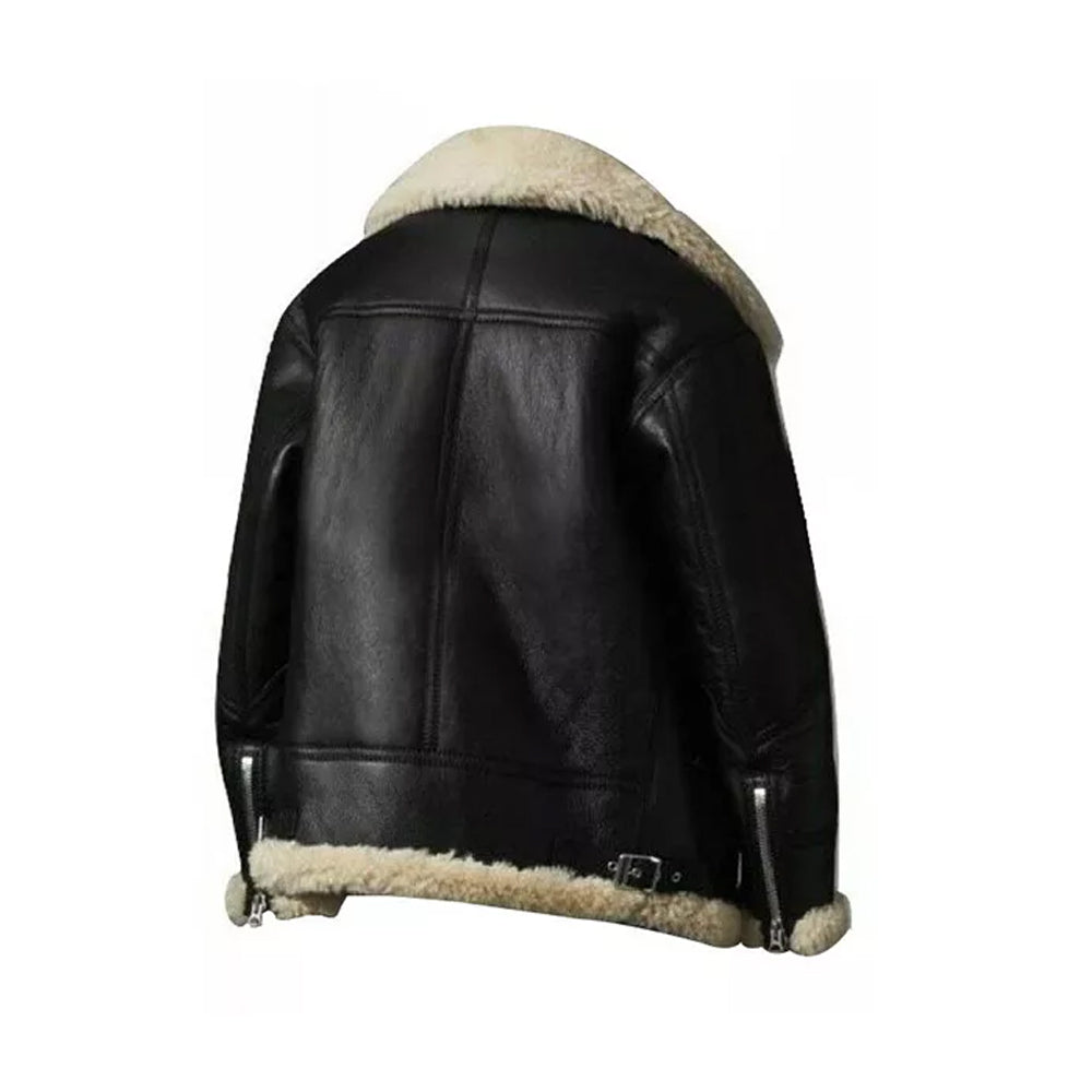 Womens Aviator Ivory Shearling Jacket The Leather Fit