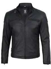 Men's Matte Black Biker Style Leather Jacket The Leather Fit