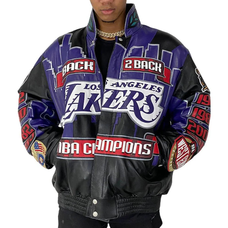 Los Angles Lakers 2001 Championship Leather Jacket - The Leather Fit