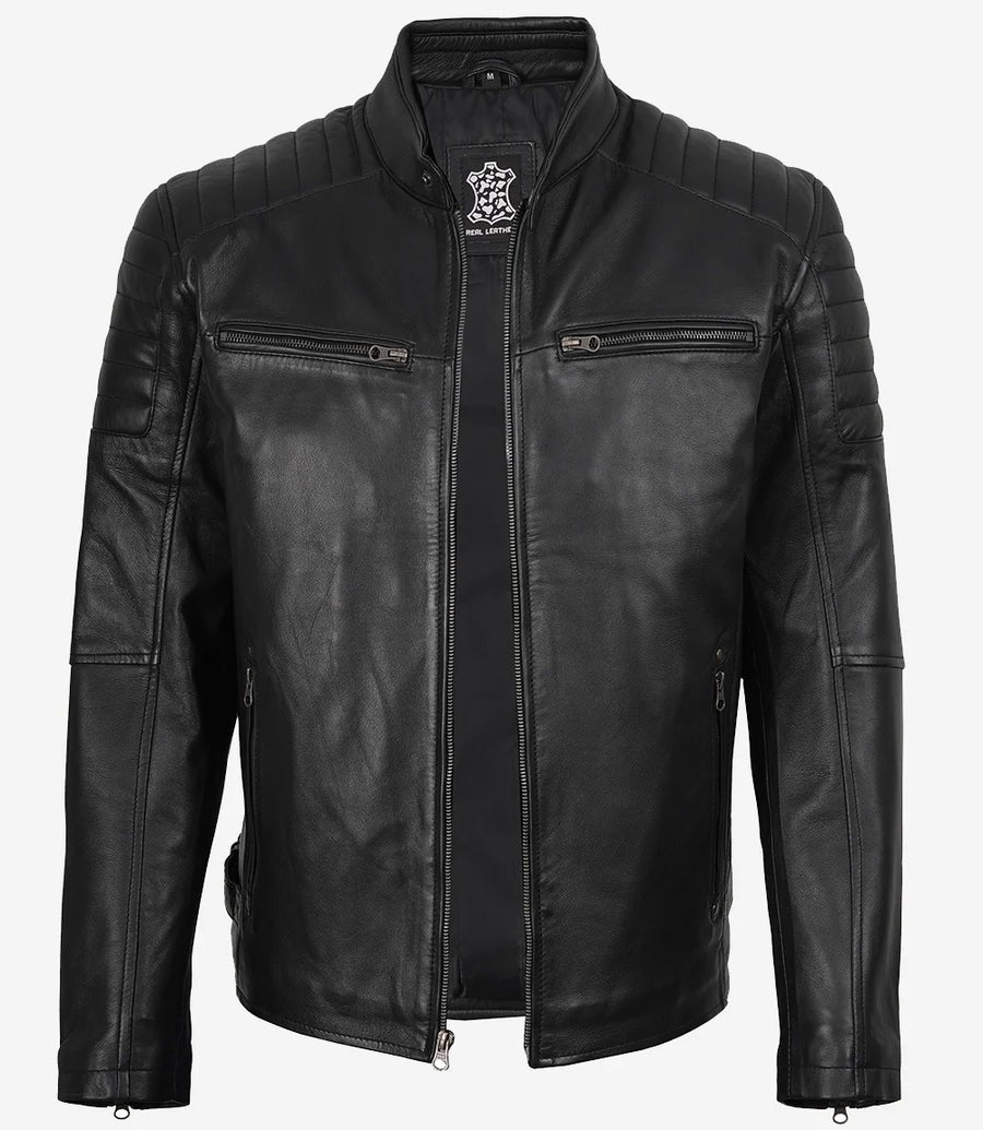 Black cafe racer jacket for men