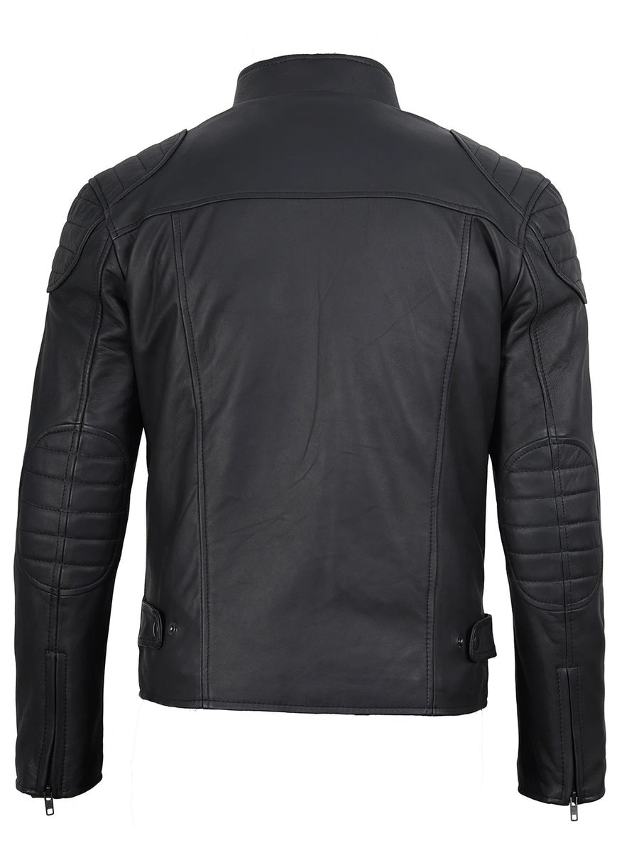 Men's Matte Black Biker Style Leather Jacket The Leather Fit