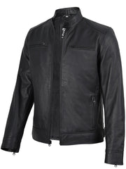 Men's Matte Black Cafe Racer Style Leather Jacket The Leather Fit