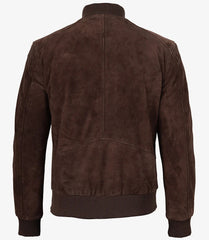 Men's Dark Brown Suede Bomber Jacket The Leather Fit