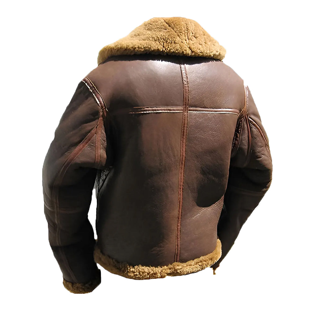James Men’s Brown B-3 Bomber Leather Jacket The Leather Fit