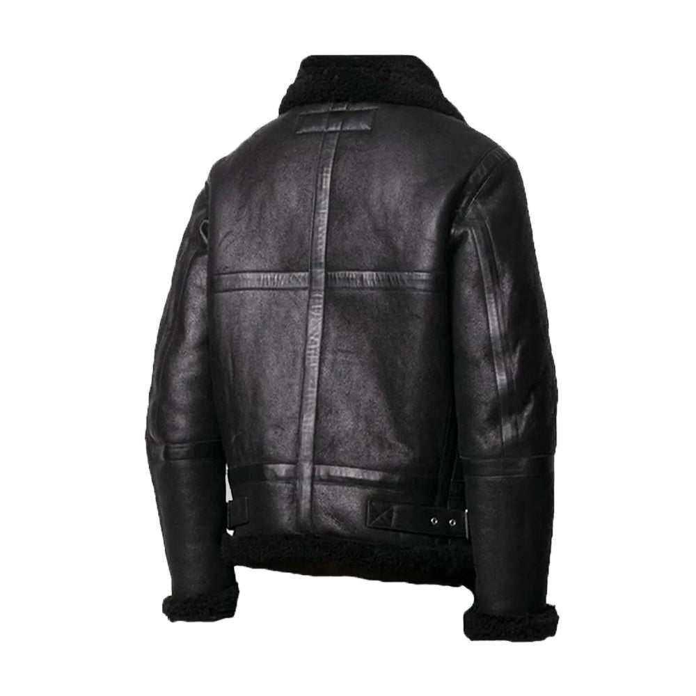 Hardy B-3 Shearling Black Leather Aviator Jacket The Leather Fit