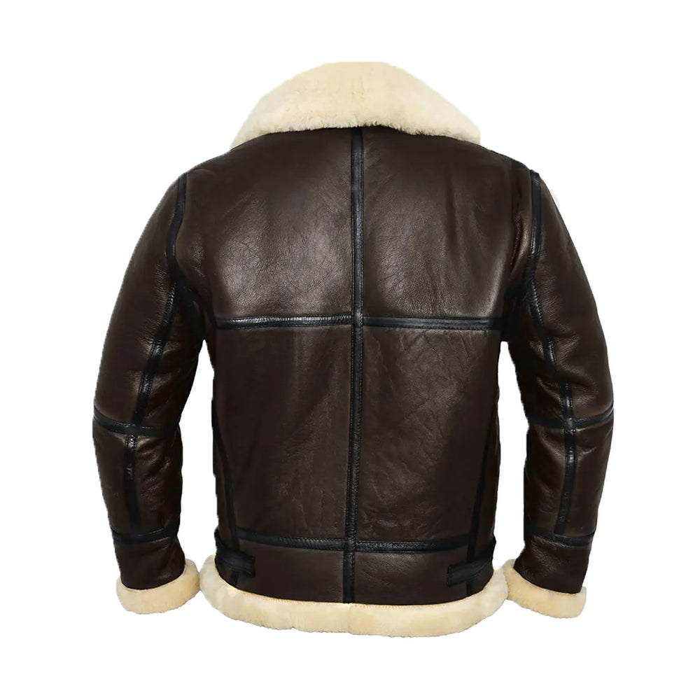 Shearling Brown Leather Aviator Jacket The Leather Fit