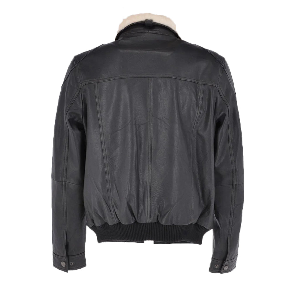 Ted Mens Black Bomber Leather Jacket The Leather Fit