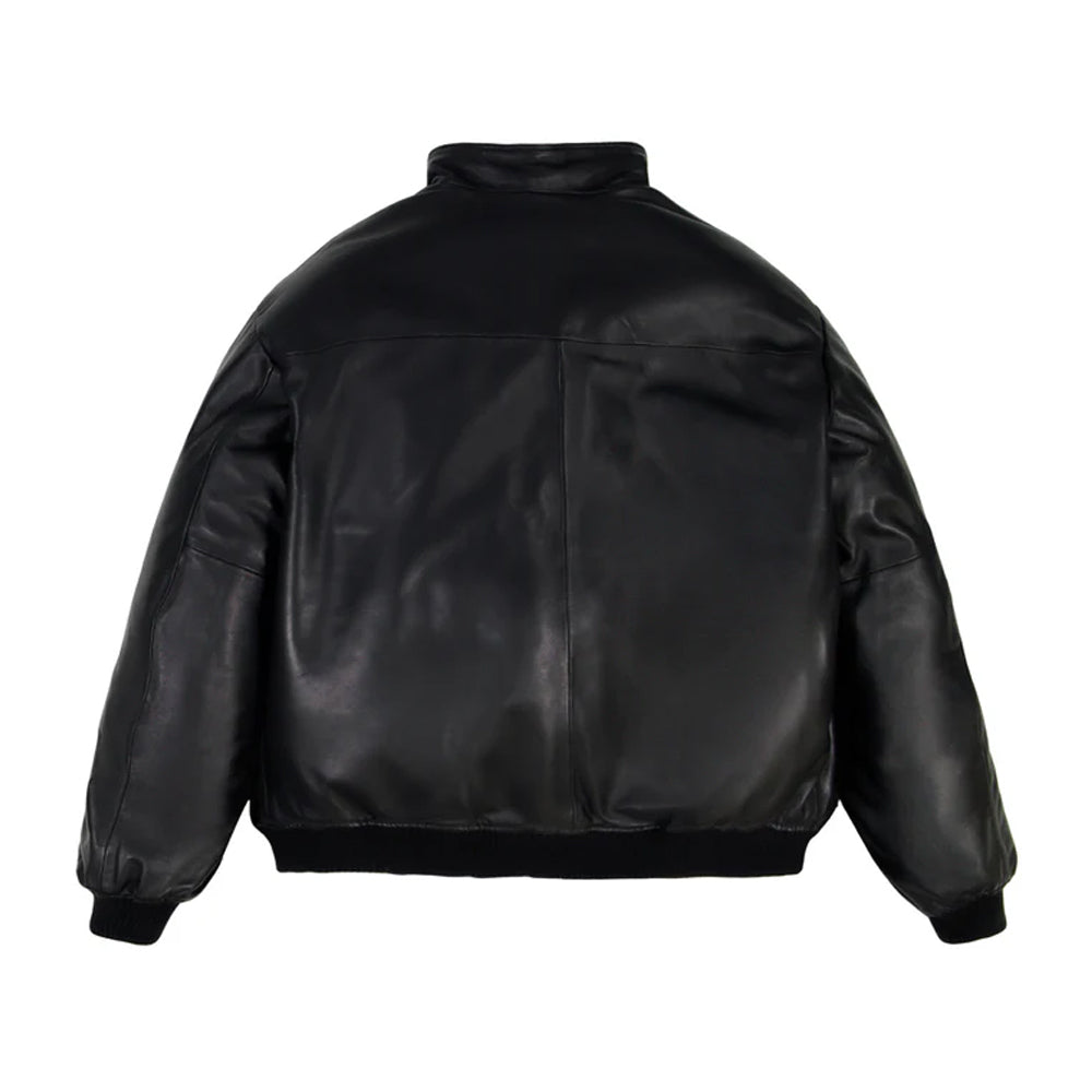 REVERSIBLE BLACK LEATHER TRACK JACKET The Leather Fit