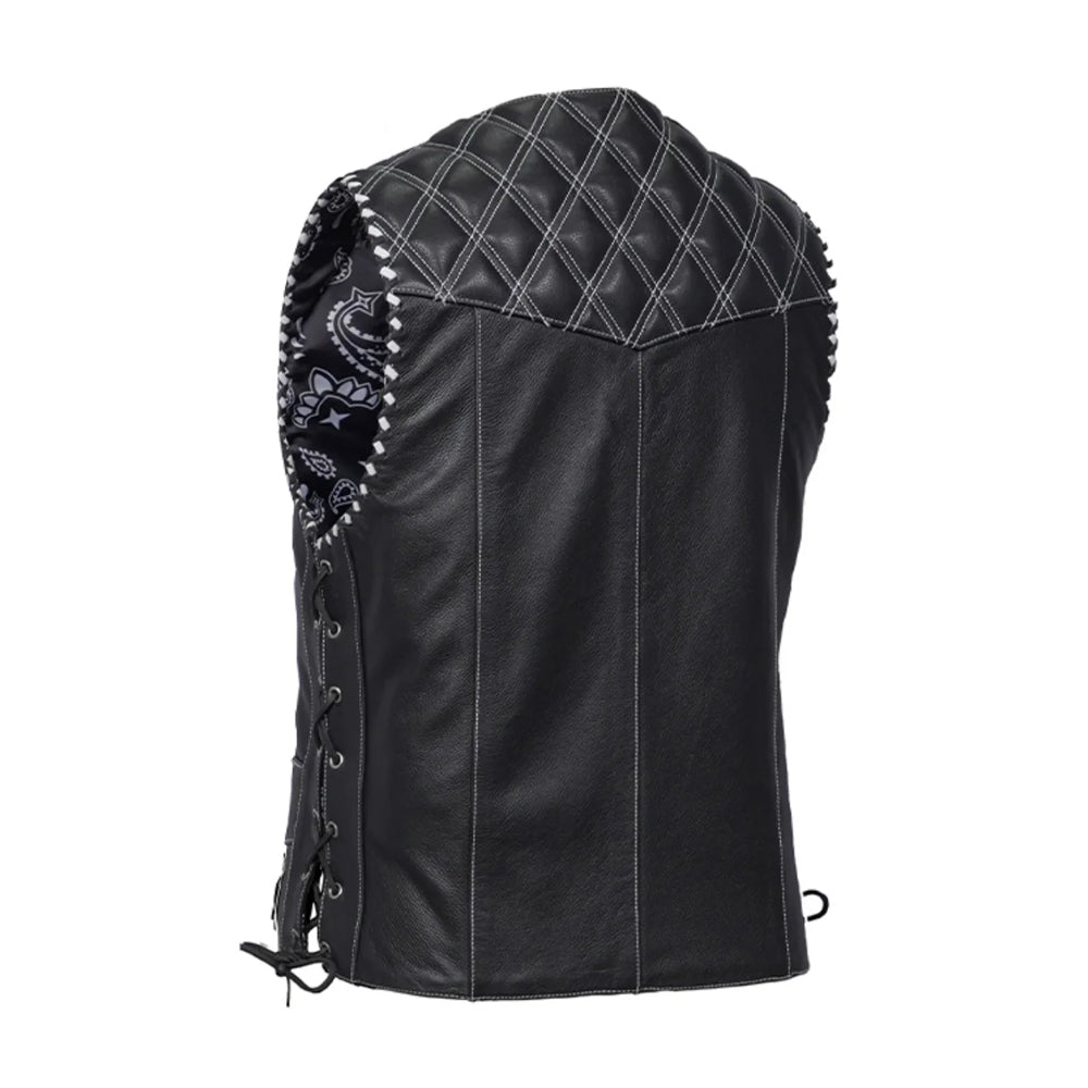 Midnight Thread Men’s Motorcycle Leather Vest The Leather Fit