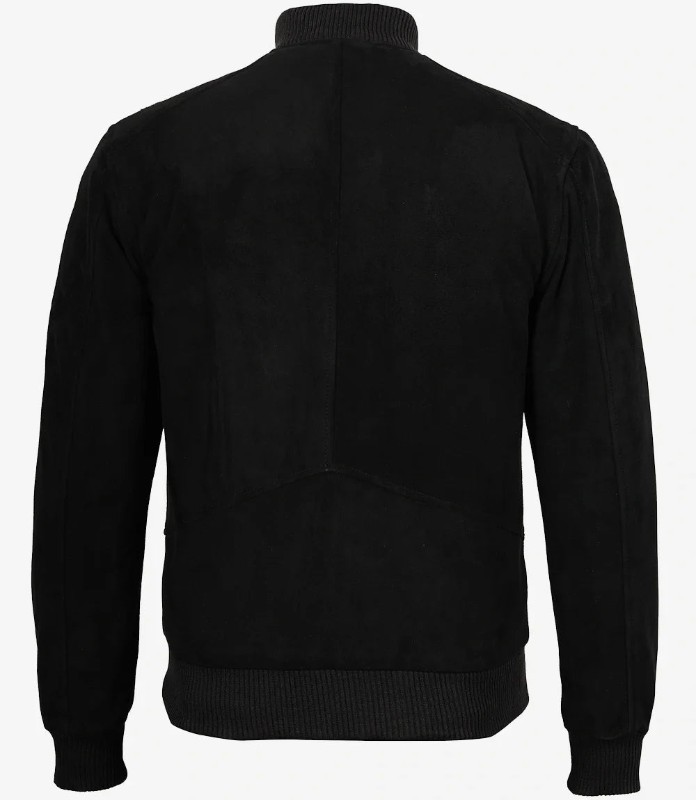 Adamsville Men's Black Suede Bomber Jacket The Leather Fit