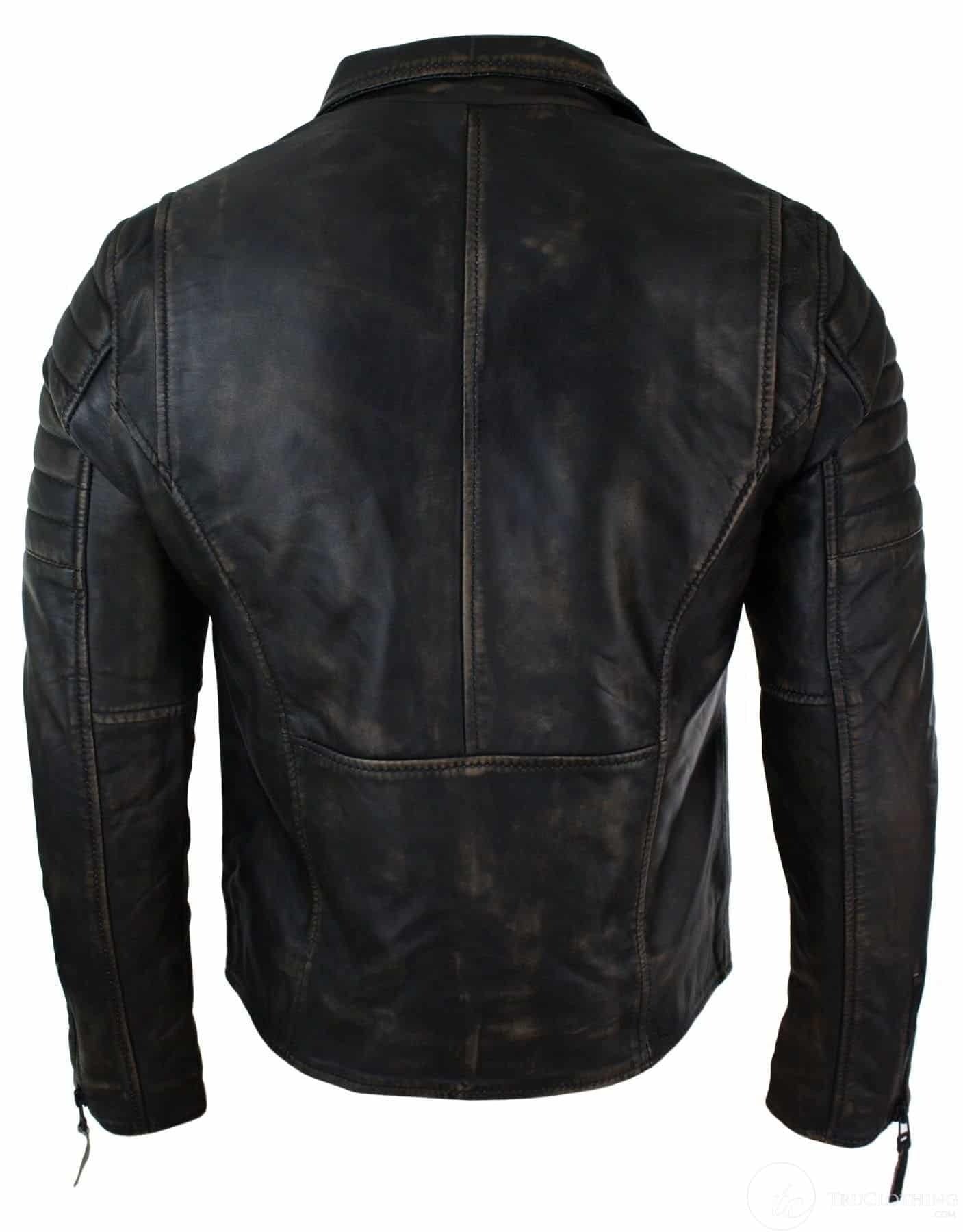 Mens Black Biker Genuine Leather Jacket The Leather Fit