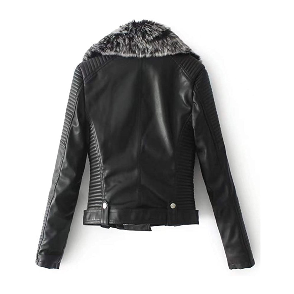 Women Shearling Black Leather Jacket The Leather Fit